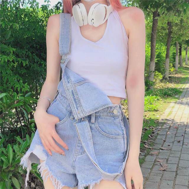 Denim back trousers short summer new hairy loose, age -reducing A -line wide -leg hot pants short pants ins tide