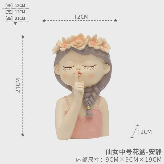 
Light luxury cartoon fairy resin flowerpot office flower arrangement succulent flowerpot micro landscape gardening home decoration potted plant