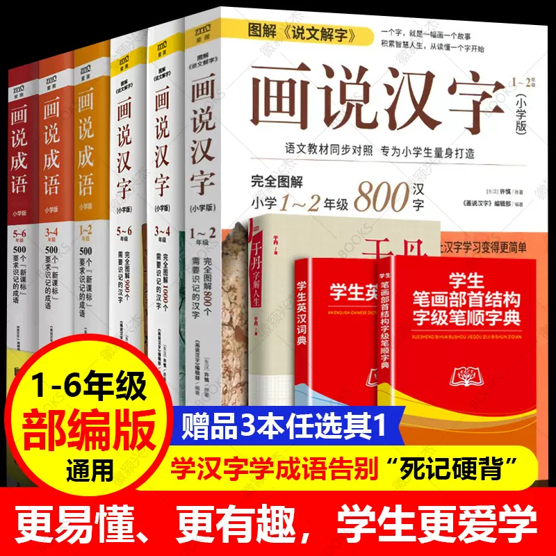 畫說漢字 畫說成語1 6年級全6冊6 12周歲故事書文學讀物圖解說文解字2700個漢字故事漢字記憶技巧書親子讀物漢語基本教程zt