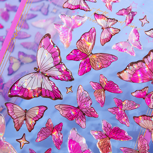 Butterfly Cat Eye Crystal Sticker Girl Dream Girl Shiny Hand Account Decoration Mobile Phone Case Sticker Children's Decoration Sticker