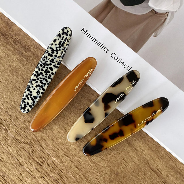 Korea FRANCE small side clip one-word clip French simple duckbill clip top clip ink leopard print resin hair clip