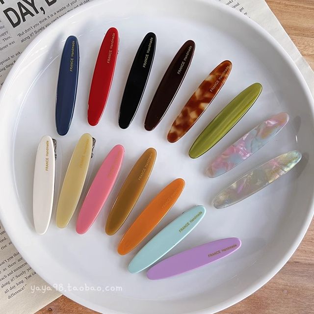 Korea FRANCE small side clip one-word clip French simple duckbill clip top clip ink leopard print resin hair clip