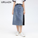 URLAZH Youlan New Retro Cotton Casual Age Reducing Spliced ​​Denim Skirt for Women