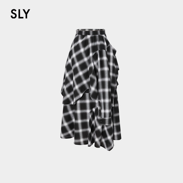 SLY Spring retro street vibe splicing irregular skirt for women 030HAA31-2401

