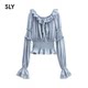SLY Sweet Lady Style One-Line Collar Bow Flap Sleeve Lace Lace Shirt Women 038HAZ30-0281