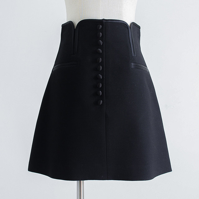 Xiaojingjia 2024 autumn and winter casual and fashionable solid color short skirt European and American street high waist A-line skirt small black skirt women