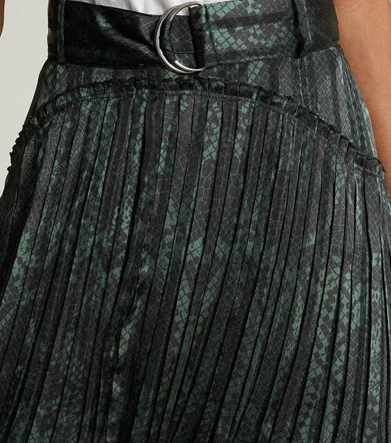 REISS skirt pleated skirt black leopard print short skirt tie waist typified British commuting versatile look slim