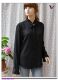 Spring and summer black and white stand collar tie ribbon straight commuter women long sleeve chiffon shirt thin shirt flared sleeves