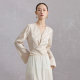 naivee Navi V-neck waisted flared sleeve long sleeve shirt small shirt for women spring and summer