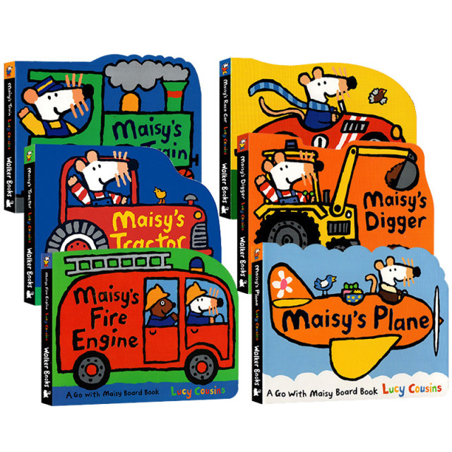 Maisy Mouse Bobo original English picture book vehicle shape children's picture book board book Lucy Cousins ​​6 volumes sold together Maisy's Fire Engine/Digger/Train