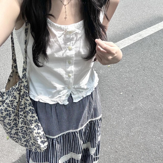 Brandy Girl white chic sweet and spicy cotton bow shirt with bm camisole top