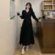 Fat mm Korean retro chic cotton and linen dress women's new tall maxi skirt to ankle slimming A-line skirt