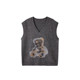 
U/TI Gray V-neck Sheep Wool Vest Women's Designed Jacquard Sleeveless Sweater Youti 2025 Winter New Style