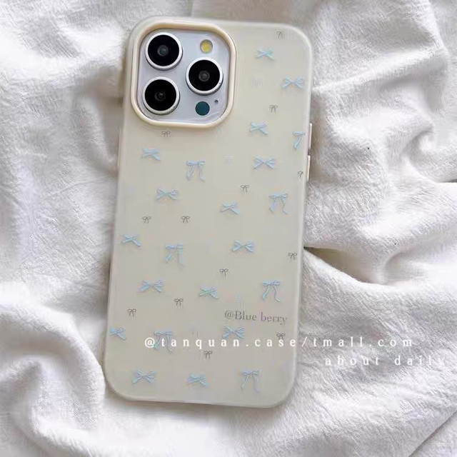 Phone Case Soft Shell Simple blue small bow suitable for Apple 15 mobile phone case soft ...