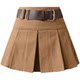 Maillard skirt for women's autumn new American miniskirt with leather belt Hong Kong style retro brown pleated skirt