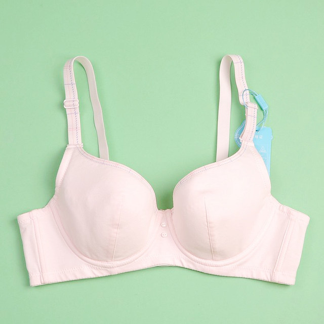 Slight steel ring girl bra thin cotton cup shape student underwear junior high school and high school bra large size C cup underwear