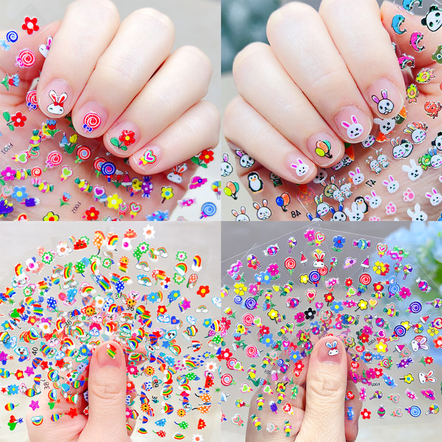 Children's luminous fingernails baby cartoon rabbit mana sticker children's sticker fingernails lascivale nail stickers
