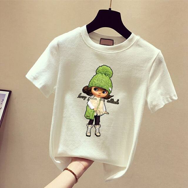 Jimo pure cotton breathable short-sleeved T-shirt for women in summer Korean high-end loose fashionable green printed pullover top trendy