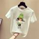Jimo pure cotton breathable short-sleeved T-shirt for women in summer Korean high-end loose fashionable green printed pullover top trendy