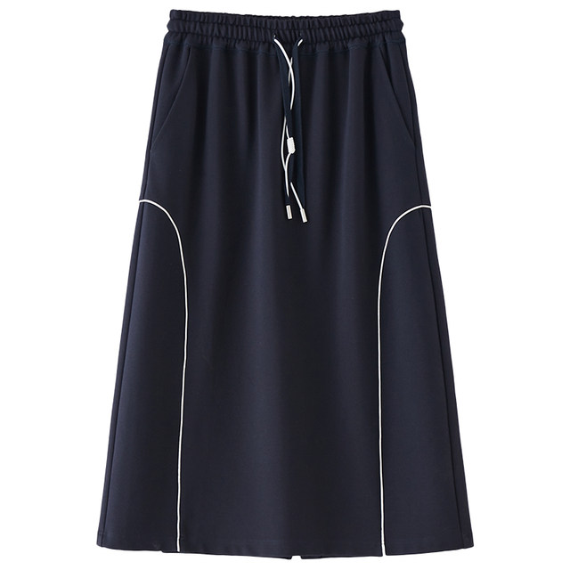 Autumn and winter direct drop/super elastic Roman fabric sports contrast curve casual skirt [super elastic curve] 4108
