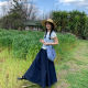 Qiuyu moment versatile loose denim midi skirt