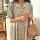 Forest summer pastoral style blue floral short-sleeved dress retro lace lace doll collar sweet long skirt