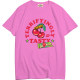 Mr. Mark's homemade cherry pattern rose pink white pure cotton comfortable loose Korean version sweet short-sleeved T-shirt for women