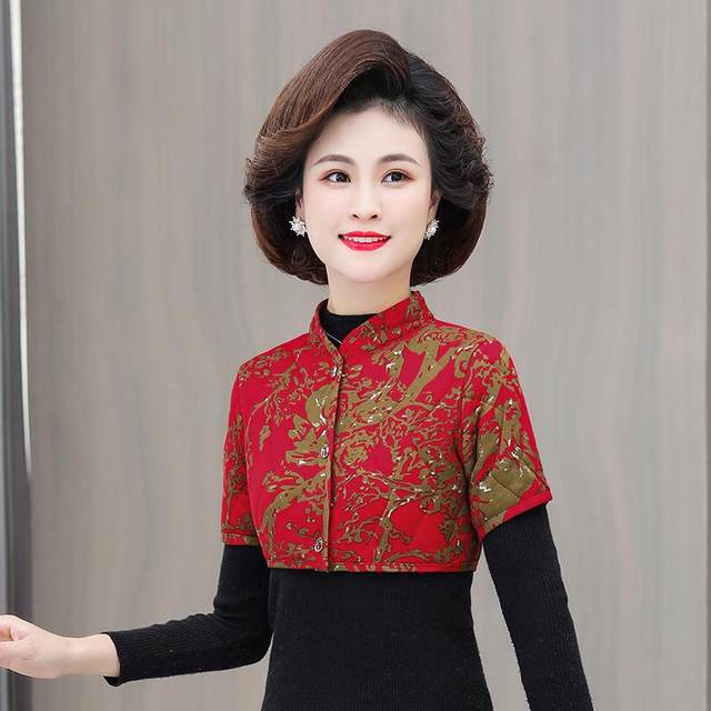 
Mother's quilted thickened shoulder pads to protect against cold camel hair cotton mid-sleeve vest for sleeping middle-aged and elderly vests cervical vertebra waistcoat