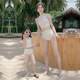 Hot spring parent-child swimsuit mother-daughter split bikini three-piece set long-sleeved sun protection cute children and girls swimwear