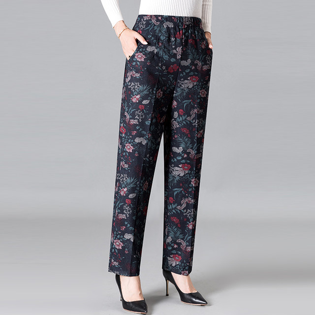 Mom's pants, spring and autumn, middle-aged and elderly women's pants, winter special plus fat plus size, elderly plus velvet granny straight trousers