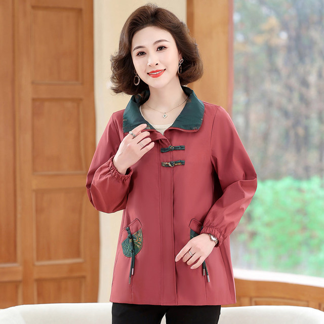 New large-size fashionable mother spring suit plus fat spring and autumn jacket middle-aged women's windbreaker middle-aged and elderly special body jacket