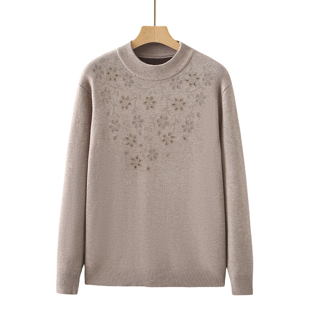 Mom's autumn and winter new style plus fat plus size middle-aged fashionable plus velvet middle-aged and elderly women's baseband thick sweater