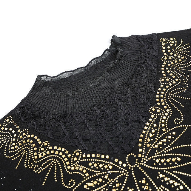 Mom's autumn and winter clothes plus velvet thickened long sleeves middle-aged and elderly women plus large size base shirt middle-aged warm top