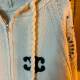 Arc de Triomphe embroidered hooded loose lazy sweater jacket for women 2025 spring new zippered long-sleeved knitted cardigan