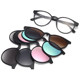 New five-in-one myopia glasses and sunglasses, colorful dual-purpose magnetic large-face round frame men and women trendy prescription sunglasses