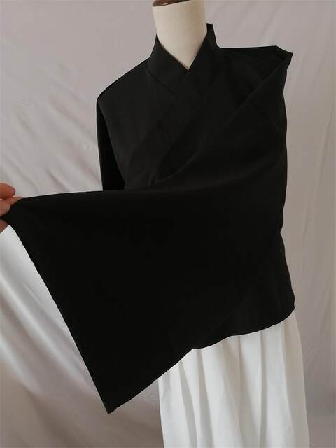 Wide sleeves cross-neck top robe with Hanfu mid-summer black and white ...