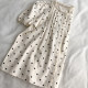 Gentle and chic small dot printed lace lace splicing short-sleeved age-reducing shirt doll shirt versatile student cotton t
