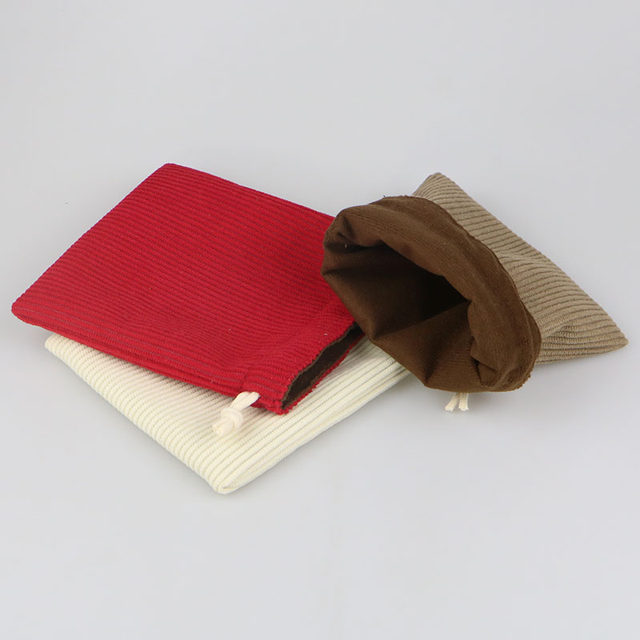 Corduroy double-layer small cloth bag candy color storage bag convenient to carry camera bag large capacity solid color small bag