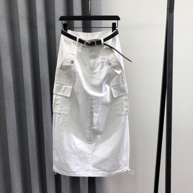 Military green high-waist denim skirt for women in spring and summer 2025 fashionable loose casual and versatile A-line work dress
