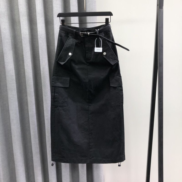 Military green high-waist denim skirt for women in spring and summer 2025 fashionable loose casual and versatile A-line work dress
