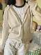 Brandy Baby spring beige hooded zipper knocking cardigan female BM loose sweater coat Shizuka same model