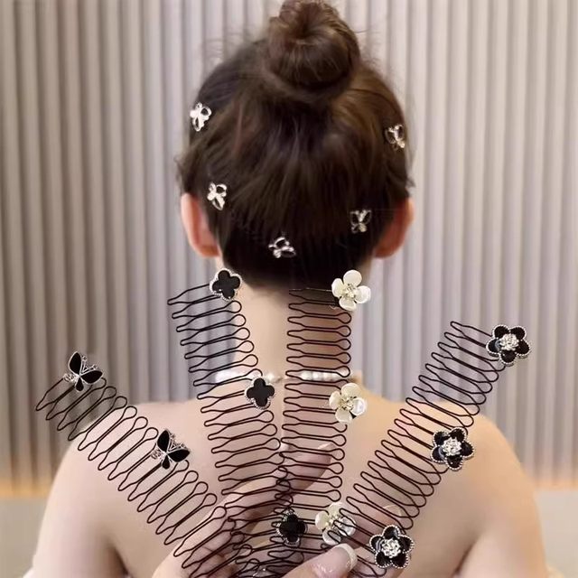 Hair cutting artifact 2025 new butterfly camellia slap hair clip for women's back of head fixed combing hair card