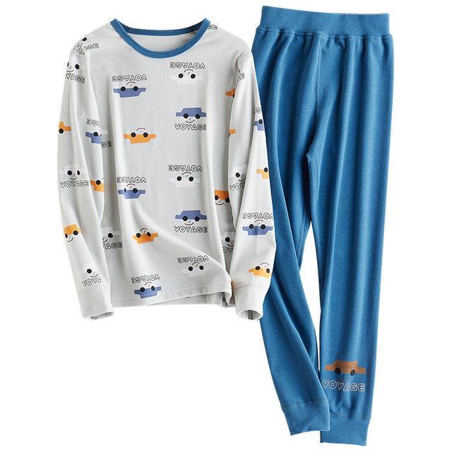 Dingguagua boys and girls thermal underwear set for girls and boys, middle and large children's pajamas, children's autumn clothes and autumn pants for autumn and winter