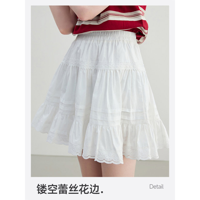 White lace skirt cake skirt for women KBNE2025 summer new skirt small temperament French short skirt