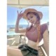 Dopamine outfit rainbow hollow back tie short sleeve T-shirt for women summer pure sweet hot girl sexy short top