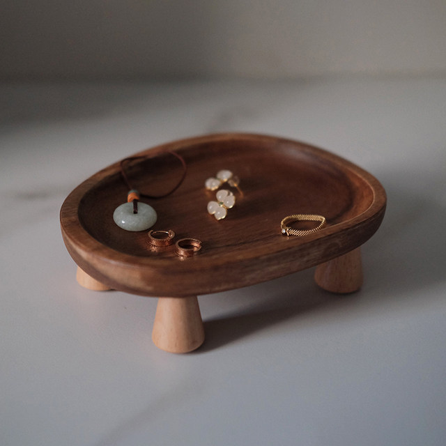 Jewelry display stand walnut high-end jewelry display necklace earring display plate high foot display plate ring tray