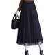 Large size mesh skirt autumn and winter fat m drape high waist pleated skirt mid-length a line fairy pleated black gauze skirt
