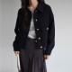 Lan Ruoshui 2025 autumn new large-size women's lapel small fragrant jacket fat mm small jacket top