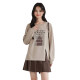 Lan Ruoshui large-size women's clothing design sense slit printed sweatshirt fat mm autumn new belly covering top