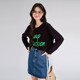 Lan Ruoshui Large size women's letters, printed loose tops, autumn new product fat MM casual bottoming shirts American T -shirt